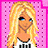 Pixel art contact sheet showing two frames of an animated icon featuring a blonde cartoon character in blue jeans and white crop top against pink background with "Bend N Snap" text.