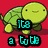 Pixelated green turtle with closed eyes on red background, cyan text 'It's a toad' below; pink character with brown spots and red digital display reading 'HOT HEPES' above its head.