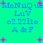 Pixelated turquoise background with blue text and pink starbursts, displaying repeated 'MoNiQ ue LuV o2.22l1o A & F' text blocks in a