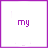 white with purple borders displays text and small pixelated symbols, forming a wordwall where some contain animated red heart-like shapes