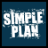 Two side-by-side animated frames of a Simple Plan band icon with pixelated text and group photo on blue background.