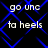Blue diamond lattice pattern on black background with repeated white text 'go unc ta heels' in four quadrants.