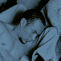 five distinct color-filtered images showing a person in various poses and settings, each with unique lighting and background elements