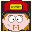 Pixelated character with red cap and yellow emblem, pink face, brown hair, green object in mouth, changing expressions across frames.