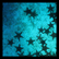 Static pixelated image with blue gradient background and multiple dark star-shaped figures scattered across the frame.