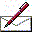 Pixelated icon showing a red pen drawing on white paper with scattered colored dots, transitioning to a yellow-outlined shape and then a pixelated face.