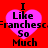 Four identical pink heart-shaped icons with black text on a red background, each displaying "I Like So Much" in pixelated font.