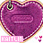 Four identical heart-shaped purple icons with pink borders and metallic rings, each displaying 'KAITLIN' text in a light pink box below.