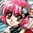 Pixelated anime-style character with pink hair and blue gem accessory on black background with 'Anime IM' text.