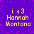 Purple background with pink pixel dots, yellow text reading 'i <3 Hannah Montana' in four identical quadrants.