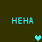 Four instances of 'HEHA' text and pixelated hearts on a dark background, with heart colors shifting between cyan and teal across frames.