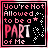 A contact sheet of 8 animated frames showing a black square icon with pink text and white decorative elements, each frame displaying slight variations in the word "PART" coloration.