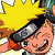 Pixelated anime-style icon of a character with spiky yellow hair, black headband, and orange clothing against white background.