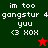 Pixelated text and symbols on a split background with green, red, and brown sections; two star icons alternate between red and dark green.