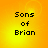 Four identical display 'Sons of Brian' text on a yellow-orange gradient background with subtle circular light effects