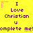 Yellow background with dark purple text reading "I Love Christian u complete me" in a pattern, featuring pink star and dotted line accents