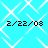 Static image with cyan background and white geometric pattern, displaying four identical date stamps '2/22/08' in black pixelated text.