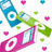 Pixelated icon features a blue and green rocket with pink accents, surrounded by floating pink hearts and green squares on a white background.