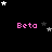 Black background with pink 'Beta' text and scattered white and gray stars in a pattern