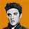Pixelated grayscale portrait of a person with dark hair against an orange background, rendered in low-resolution 42x42 dimensions with visible dithering and blocky artifacts.