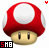 Red and white mushroom-shaped character with beige face, black vertical eyes, red 'SHB' text on black background below, small red heart above each icon.
