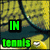 Four- with tennis imagery and a character portrait, each containing green text on black backgrounds