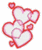 A static composition of interconnected red and pink heart outlines on a white background, forming an abstract cluster with overlapping shapes.