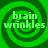 Green pixelated spiral background with 'brain wrinkles' text in light green, arranged in a of identical repeating