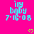 Cyan text 'iuy baby 7-16-08' on bright pink background with yellow hearts, partially cropped at bottom right.