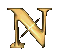 Golden letter N with multiple starburst sparkles on a gray background, animated