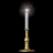 Two identical animated frames of a tall, slender candlestick with glowing top against black background.
