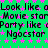 Green background with pink stars and repeated black text phrases including 'Look like a', 'Movie star', 'Party like a', 'Ngocstar' in a pixelated style.