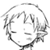 Pixelated grayscale icon of a stylized character face with abstract hair and circular outline, likely from an anime or game series.