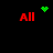 Four red 'All' text elements arranged in a square on black background with green pixelated symbols above and below.