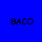 Blue background with four 'BACO' text instances, each in a different circular gradient effect.