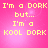 Pixelated yellow text on a pink gradient background reads "I'm a DORK but... I'm a KOOL DORK" in a
