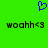 Blue pixelated heart symbol above two identical black text strings on bright green background.
