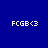 Blue background with orange rectangular blocks and repeated white text 'FCGB<3' in pixelated font.