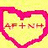 A pixelated heart-shaped icon with a pink border and yellow background containing brown text symbols.