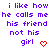 Purple pixelated text on white background reads 'i like how he calls me his friend not his girl' with red heart symbols at bottom right of each phrase.