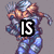 Pixelated character in blue and silver armor with orange hair, displayed across four showing text changes from IS to WHO I AM