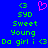 Blue background with green text and a pink heart symbol, displaying 'syd', 'Sweet Young Do girl i <3' in pixelated font.