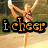 A cheerleader in a maroon uniform performs a split with arms raised, overlaid with orange text reading "i cheer for life" and "live to cheer!!!" across four