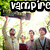 Animated image of four people holding a sign under green foliage, with text "VAMPIRE WEEKEND" above.