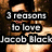 A four- of text overlays on character images, each displaying numbered reasons with partial text about Jacob Black
