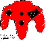 Four pixelated game controller icons in red, green, white, and blue arranged in a with black button details