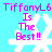 Pixelated cyan background with white snowflake symbols and pink text reading "TiffanyL6 Is The Best!!" in four identical quadrants.