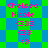 Pixelated text displays "Chelsea Nicole" above numeric sequences on a green and blue checkered background with animated diamond-shaped transitions.