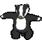 Pixelated cartoon badger with black and white stripes, brown nose, outstretched arms in four distinct poses against gray background.