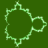 Green pixelated fish outline with jagged edges on dark green background, no visible text or additional elements.